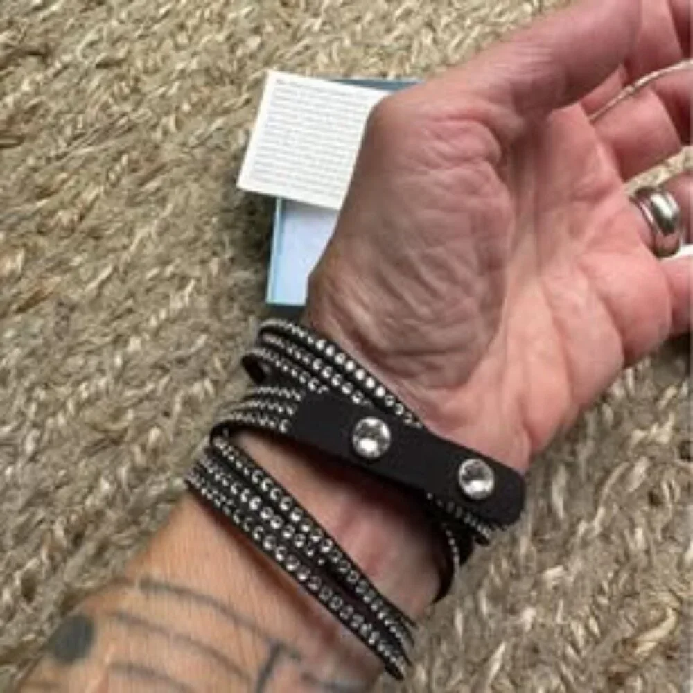 Swarovski Touchstone Crystal Wrap Bracelet in Black - Picture 2 of 4